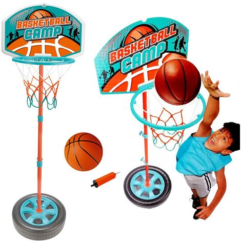 Toboggan enfant panier basket 2 à 6 ans usage intérieur extérieur dim. 146L  x 68l x 68H cm balle + pompe incluses HDPE bleu blanc - La Poste