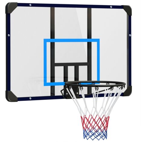 Panier de Basket Mural Extérieur Acier 113x61x73cm - Avec Panneau et Filet - Idéal Jardin, Cour, Aires de Jeux - Noir