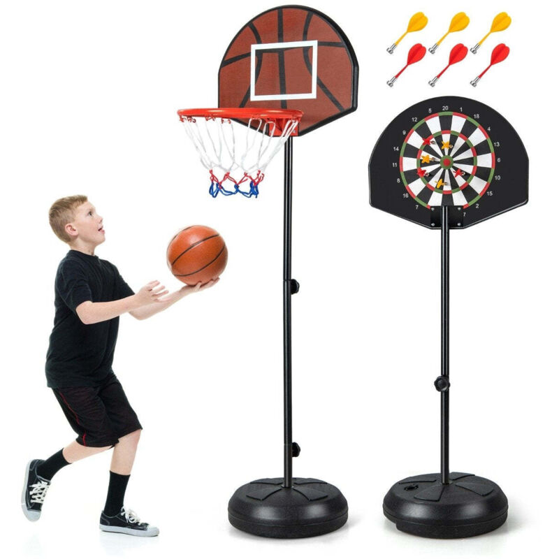 Northix - Panier de basket pour enfants avec jeu de flechettes et support de basket 6 flechettes noir