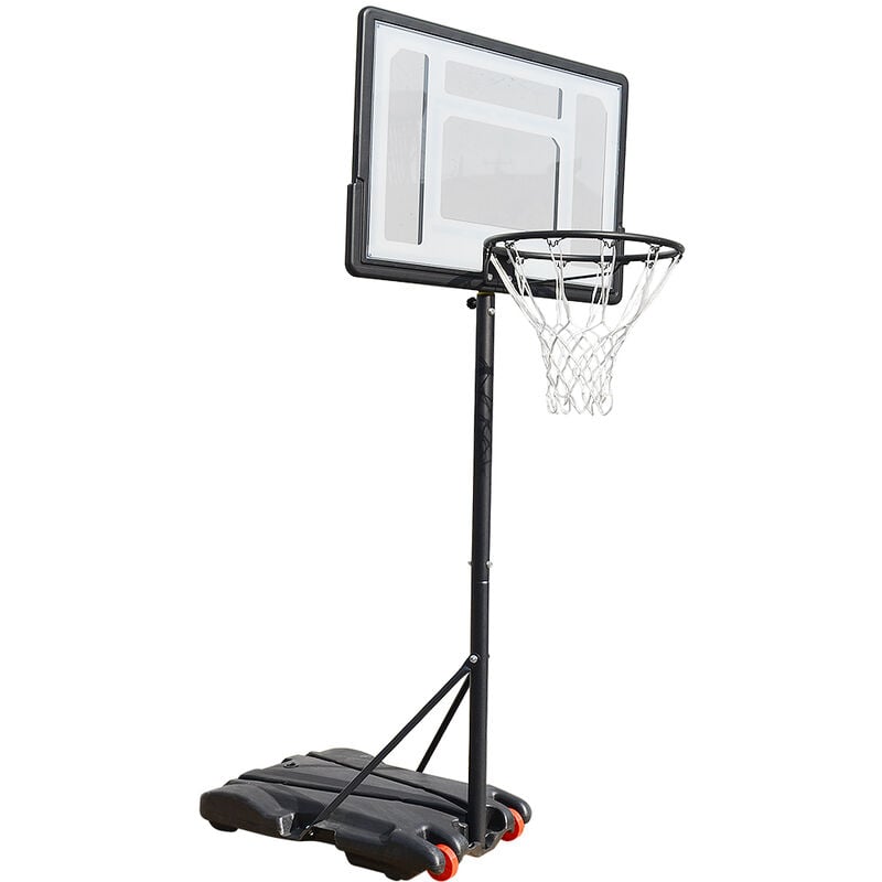 Support de basket sur pied à deux roues,hauteur réglable,taille 82×58×245cm (noir)