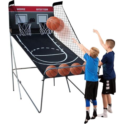 Panier de basket, support de basket avec 4 ballons de basket et pompe, panier pliable avec compteur de points, 8 réglages de jeu