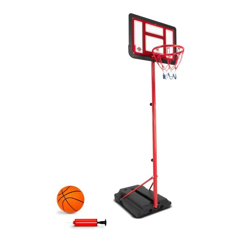 Bumber - Panier de basket sur Pied Evolutif denver hauteur réglable de 1.05m à 1.65m Ballon et Pompe inclus - Noir / Rouge