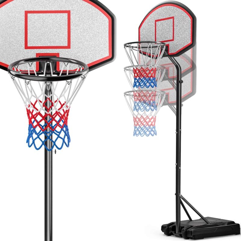 Panier de basket sur pied mobile avec roues - Hauteur réglable de 205 à. 310 cm