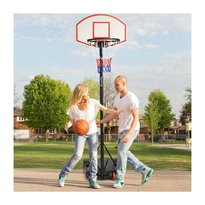 Wyctin - Panier de basket sur pied Réglable en hauteur -73*53*246cm BLANC/ROUGE,Système de basket-ball portable