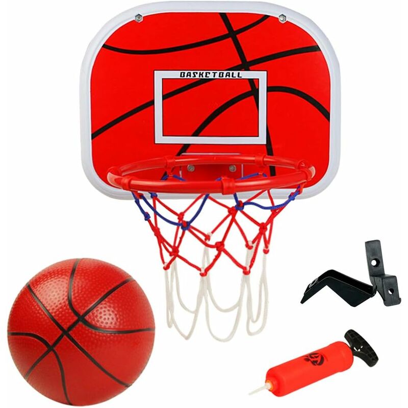 Langray - Panier de Basketball avec Basket-Ball Et Pompe Jante en Métal Hoop Fitness Basket en Plein Air Intérieur Jouet pour Enfant Fille Garcon 3 4
