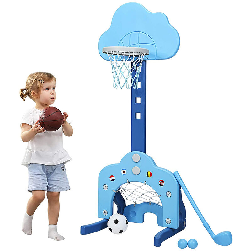 Panier de Basketball pour Enfants 3 en 1 Réglable en Hauteur, Support de Panier de Basket Multifonctionnel pour Intérieur et Extérieur, Convient aux