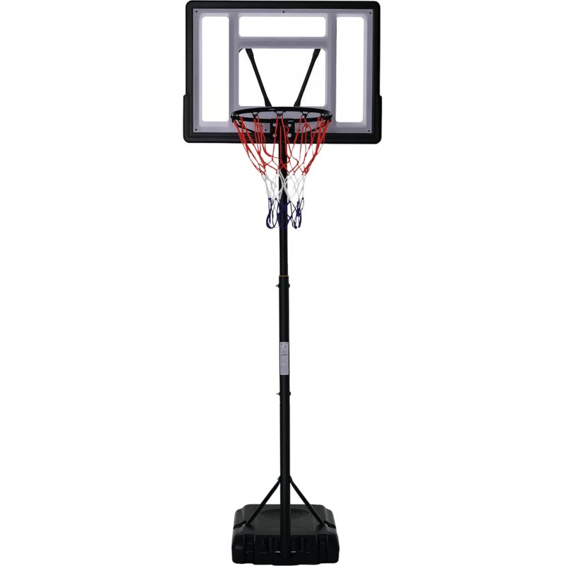 Panier de basketball sur pied - H. réglable 203-258 cm - roulettes, base de lestage - noir