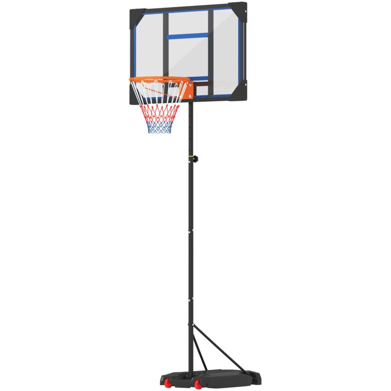 Aiyaplay - Panier de basketball sur pied - hauteur réglable 210-260 cm - base de lestage 2 roulettes - acier pvc bleu noir