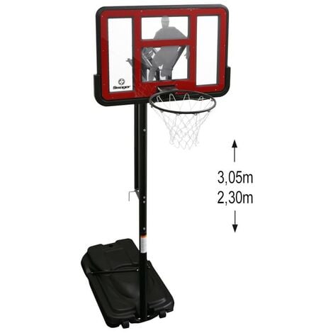 Panier de Basketball sur Pied Mobile King Deluxe Hauteur Réglable de 2,30m à 3,05m - Rouge