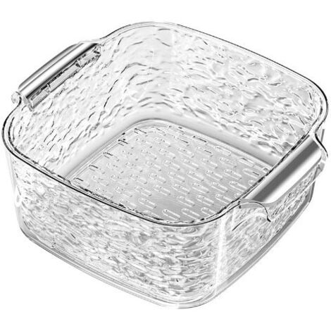 Panier de cuisine double couche transparent pour égouttage, lavage des légumes, riz et rangement des fruits et légumes.