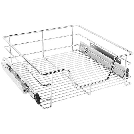 Panier de Cuisine en Acier – Rangement Pour Placard, Gain d'Espace avec Système Coulissant [Pack de 1] KIT Fixations INCLUS - pour Placard 56 cm