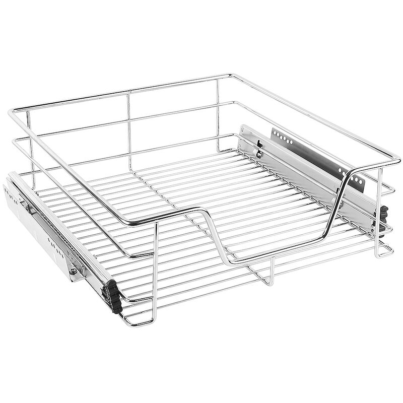 Panier de Cuisine en Acier – Rangement Pour Placard, Gain d'Espace avec Système Coulissant [Pack de 1] kit Fixations inclus - pour Placard 56 cm
