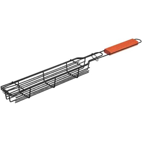Panier de Cuisson avec Poignée en Bois Personnalisable, Grille pour Barbecue Plein Air, Caisse Saveur Grillade au Charbon Rouge -