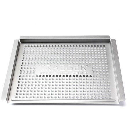Panier de cuisson en inox pour barbecue - bords surélevés - 40 x 3 x 29 cm - 1,10 kg