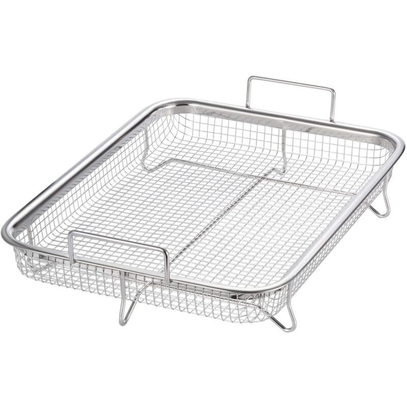 Panier de cuisson multifonctionnel à frites et BBQ en inox (33 x 25 x 8 cm)