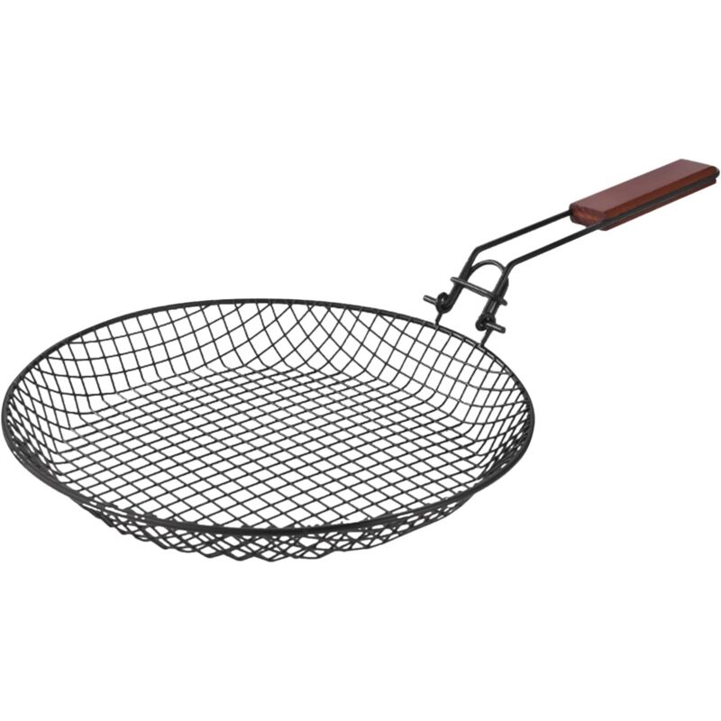 Panier de cuisson pliant en acier inoxydable, maille de barbecue, panier de cuisson rond, 56 30 3,8 cm