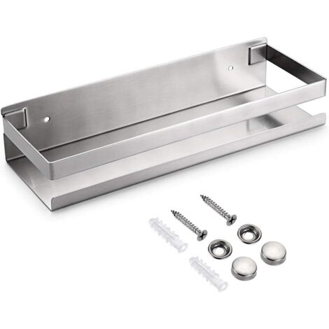 Panier de douche de salle de bain Panier de douche en acier inoxydable pour salle de bain Panier de douche  bain Étagères flottantes Caddie de douche rectangulaire à montage mural - Argent 16in