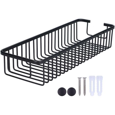 Panier de douche noir en alliage d'aluminium, organisateur de rangement de salle de bain 40 cm pour shampoing et après-shampoing