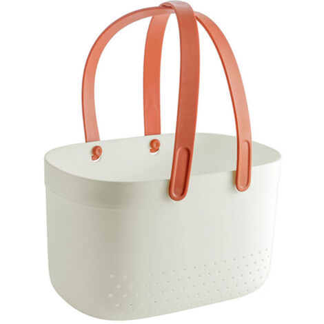 Panier de douche / panier de toilette portable – Blanc – Plastique avec trous de ventilation et égouttage