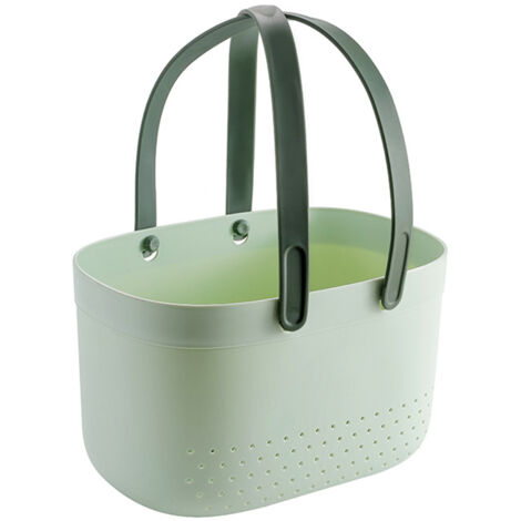 Panier de douche / panier de toilette portable – Grand format – Vert – Avec trous de ventilation