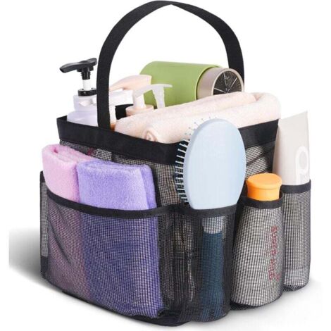 Panier de douche portable en maille pour dortoir universitaire avec 8 poches de grande capacité, sac de douche pour la plage, la natation, la salle de sport
