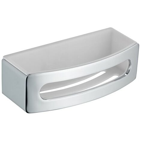 Panier de douche Porte-savon Elégance - Métal + Plastique - Chromé et blanc