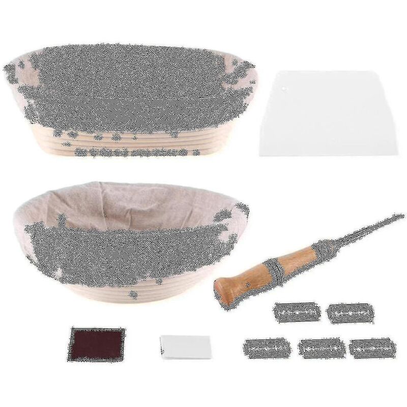 Feiyue - Panier de fermentation ovale de 2 à 10 pouces et rond de 9 pouces + boite à pain et coupe-pain de qualité supérieure, la cuisson parfaite