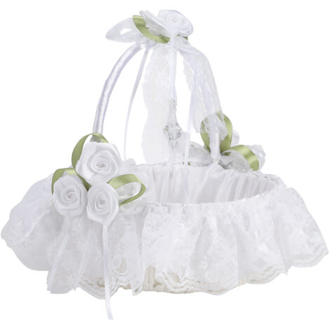 Panier de Fleurs de Mariage, Beau Panier avec Poignée pour la Décoration de la Maison Fournitures de Fête de Mariage (220409TW-1)