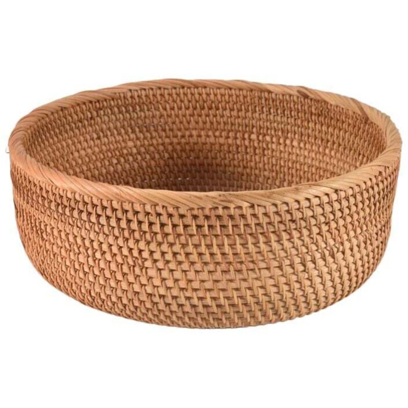 Panier Rond en Rotin Naturel Grand Plateau pour Pain Fruits et Stockage Aliments