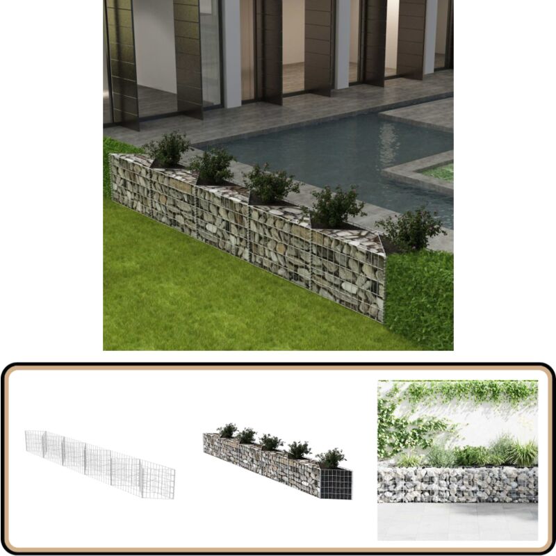 Panier de gabion Acier galvanisé 300x30x50 cm - Paniers De Gabions - Clôtures En Métal - Barriere Jardin - Décoration Jardin - Bacs De Plantation