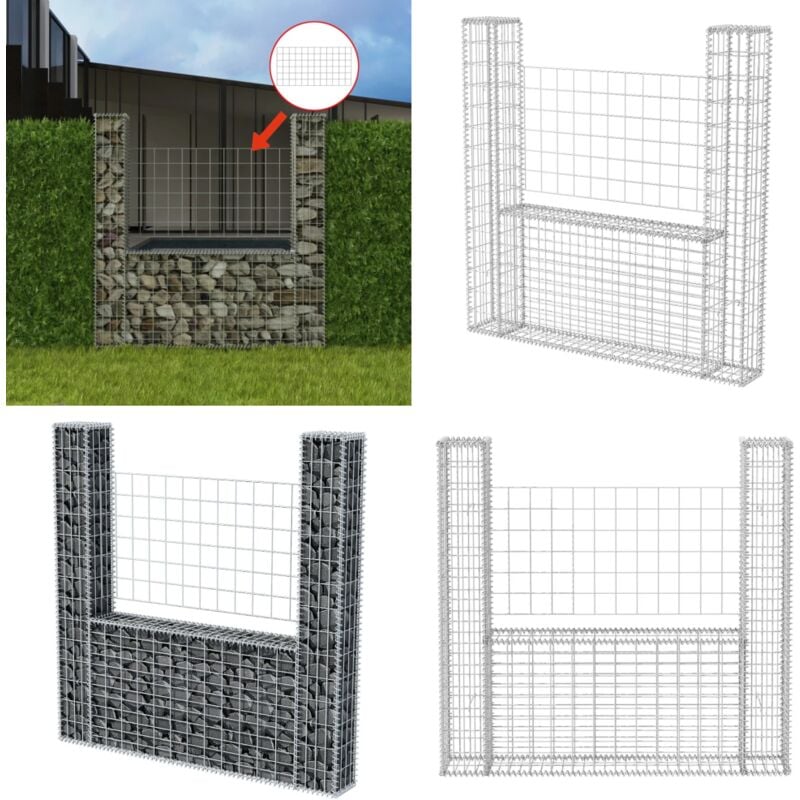 Panier de gabion en forme de u Acier galvanisé 160x20x150 cm - Paniers De Gabions - Clôture Métallique - Clôture En Acier - Décoration Jardin - Murs