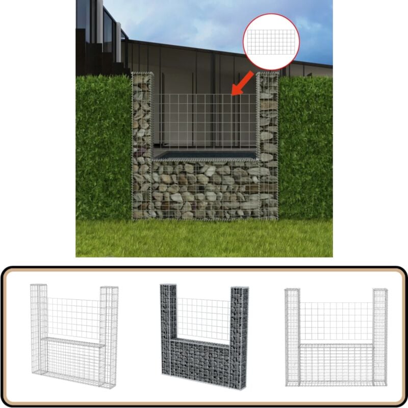 Panier de gabion en forme de u Acier galvanisé 160x20x150 cm - Paniers De Gabions - Clôture Métallique - Clôture En Acier - Décoration Jardin - Murs