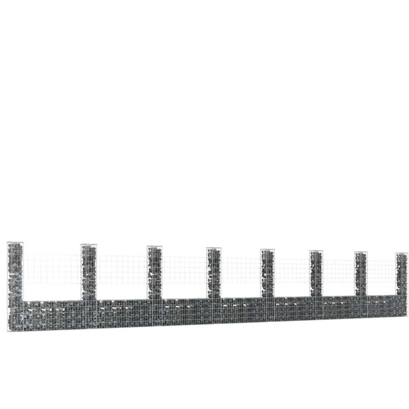 Panier de gabyon en forme u -u avec 8 poteaux de fer de jardin disponibles différentes tailles taille : 860 x 20 x 150 cm