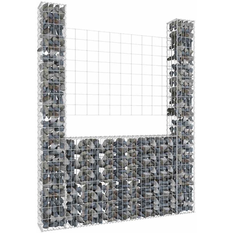 Vidaxl - Panier de gabion en forme de u avec 2 poteaux Fer 140x20x200 cm