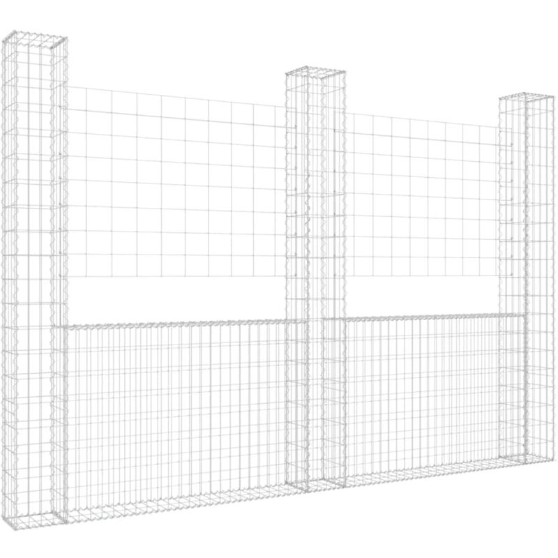 Gabyon en forme de u -u avec 3 poteaux de fer de jardin disponibles différentes tailles taille : 260 x 20 x 200 cm