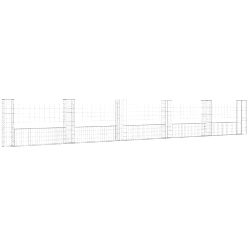 Panier de gabion en forme de u avec 6 poteaux Fer 620x20x100 cm Vidaxl