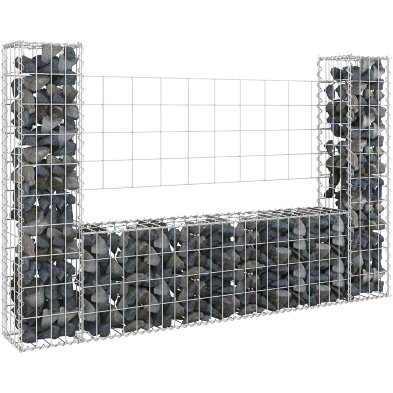 Panier de gabion en forme de u avec 2 poteaux Fer 140x20x100 cm Vidaxl