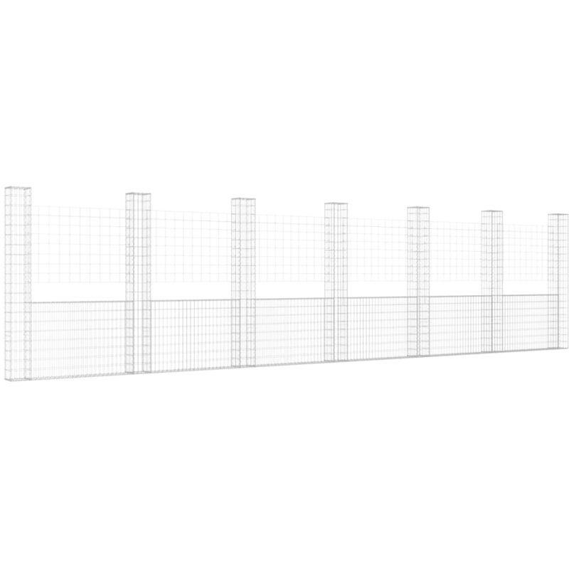 Vidaxl - Panier de gabion en forme de u avec 7 poteaux Fer 740x20x200 cm