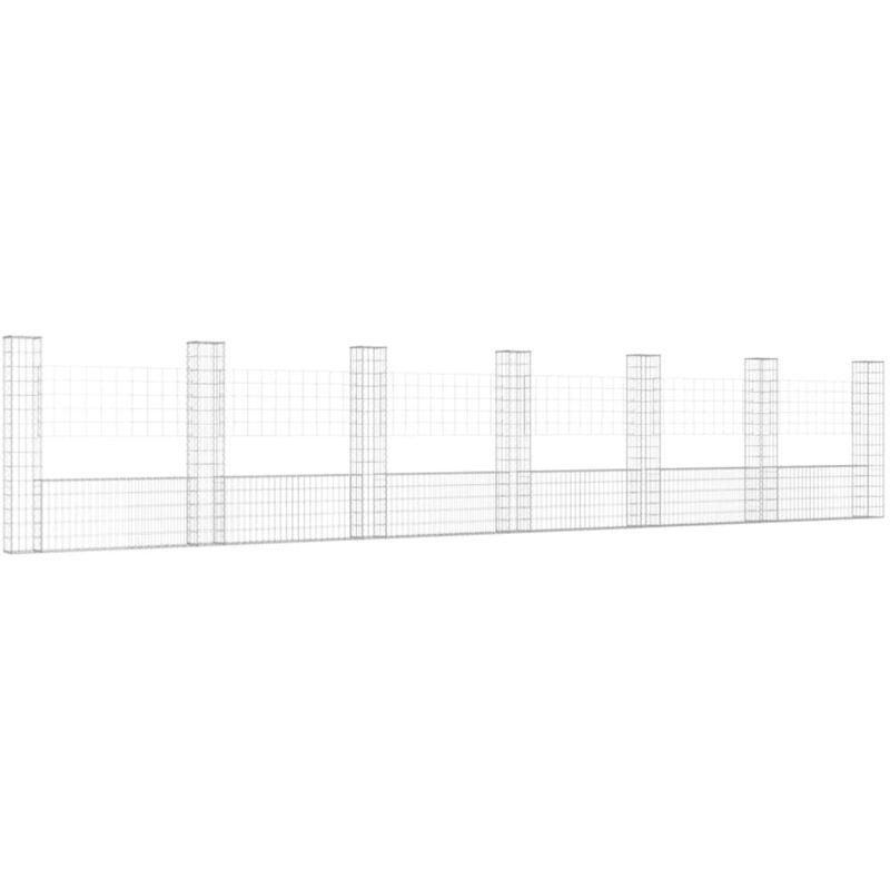Vidaxl - Panier de gabion en forme de u avec 7 poteaux Fer 740x20x150 cm