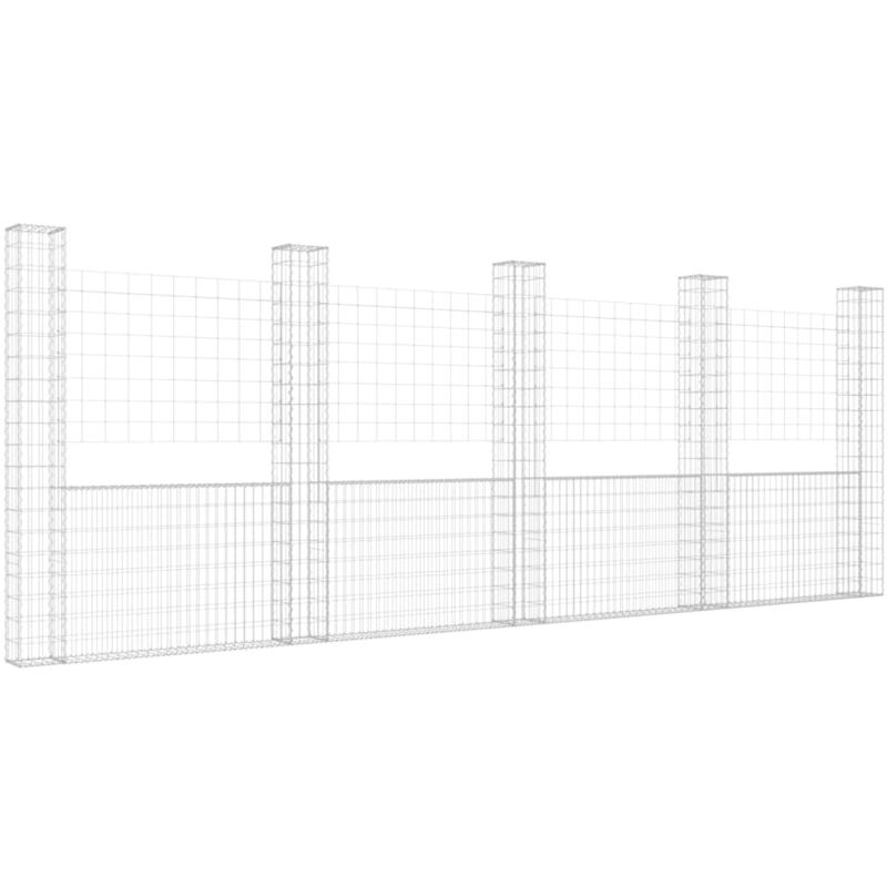 Vidaxl - Panier de gabyon en forme de u -u avec 5 poteaux de fer de jardin disponibles différentes tailles taille : 500 x 20 x 200 cm