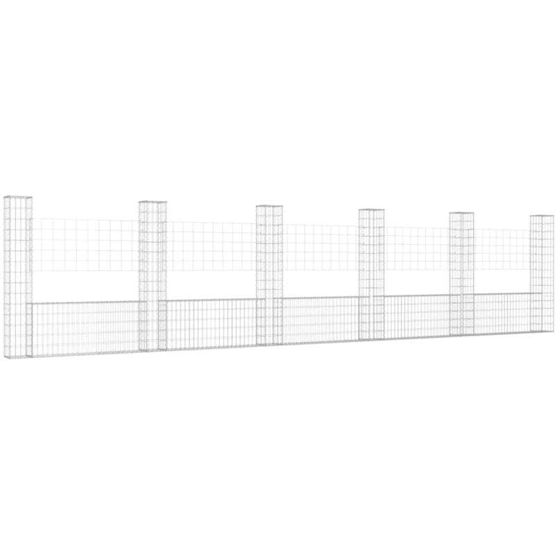 Panier de gabion en forme de u avec 6 poteaux Fer 620x20x150 cm Vidaxl