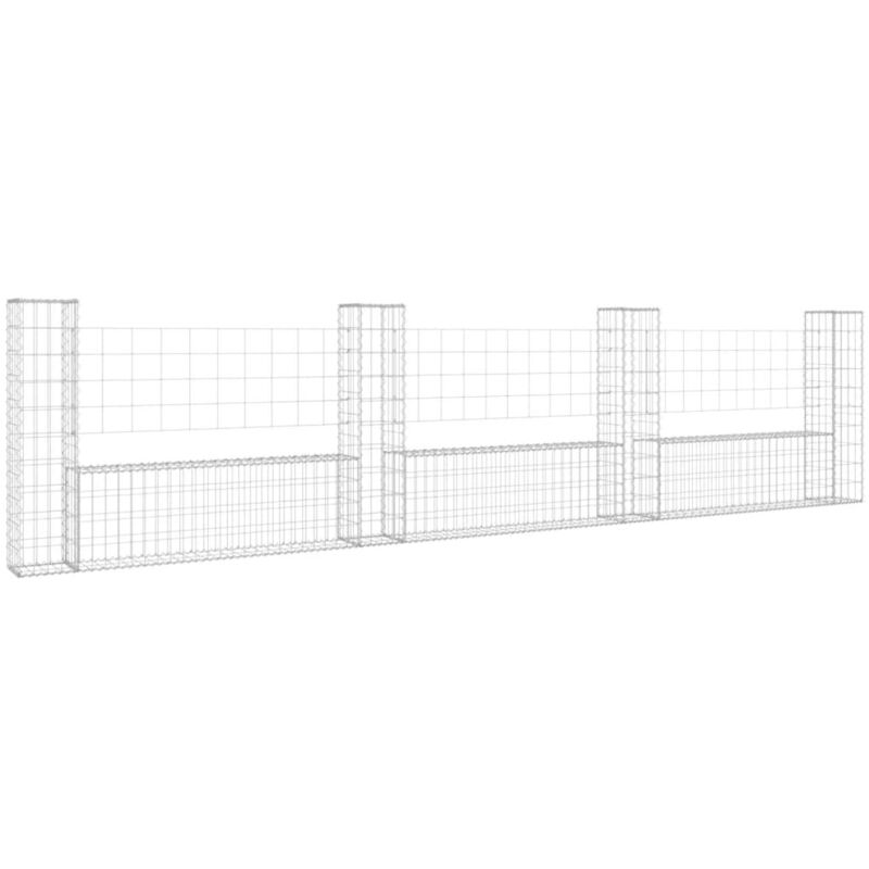 Vidaxl - Panier de gabion en forme de u avec 4 poteaux Fer 380x20x100 cm