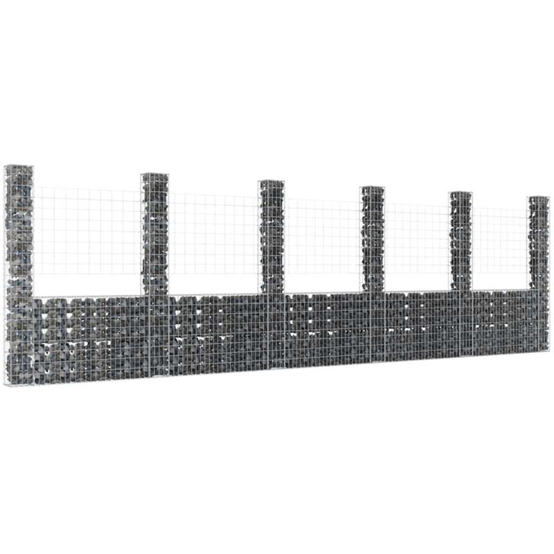 Vidaxl - Panier de gabion en forme de u avec 6 poteaux Fer 620x20x200 cm
