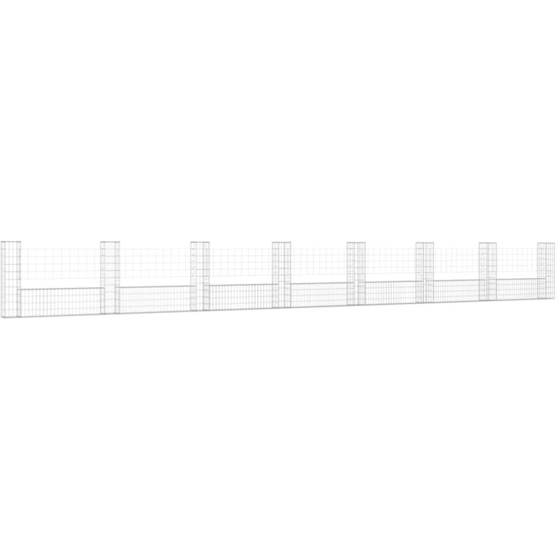 Vidaxl - Panier de gabion en forme de u avec 8 poteaux Fer 860x20x100 cm