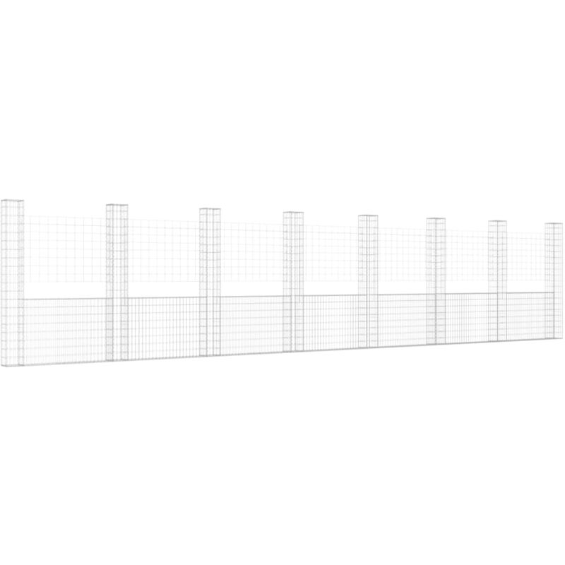 Vidaxl – Panier de gabion en forme de U 860x20x200 cm – 8 poteaux en fer résistant aux intempéries – Pour murs de soutènement en jardinage