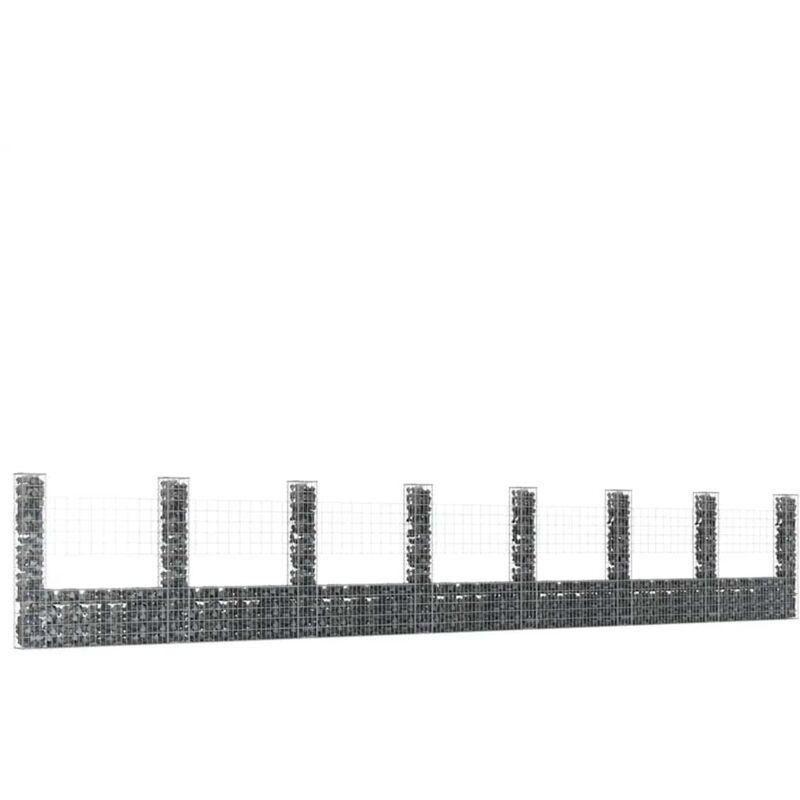 Vidaxl - Panier de gabyon en forme u -u avec 8 poteaux de fer de jardin disponibles différentes tailles taille : 860 x 20 x 150 cm