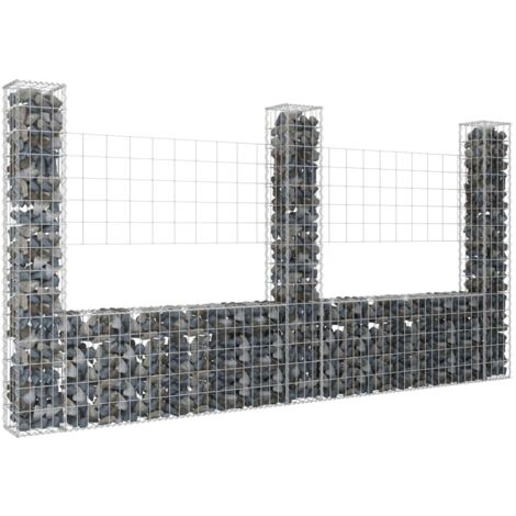 Panier de gabion en forme de U avec 3 poteaux Fer 260x20x150