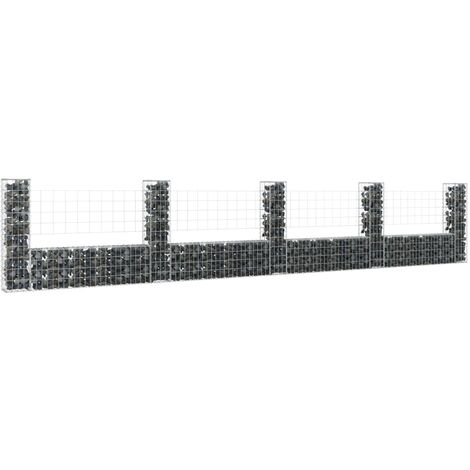 Panier de gabion en forme de U avec 5 poteaux Fer 500x20x100