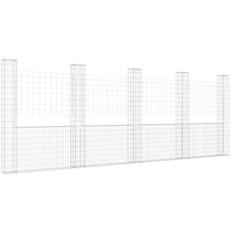 Panier de gabion en forme de U avec 5 poteaux Fer 500x20x200 cm