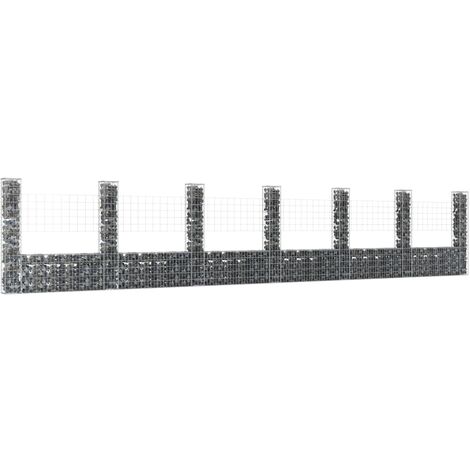 Panier de gabion en forme de U avec 7 poteaux Fer 740x20x150